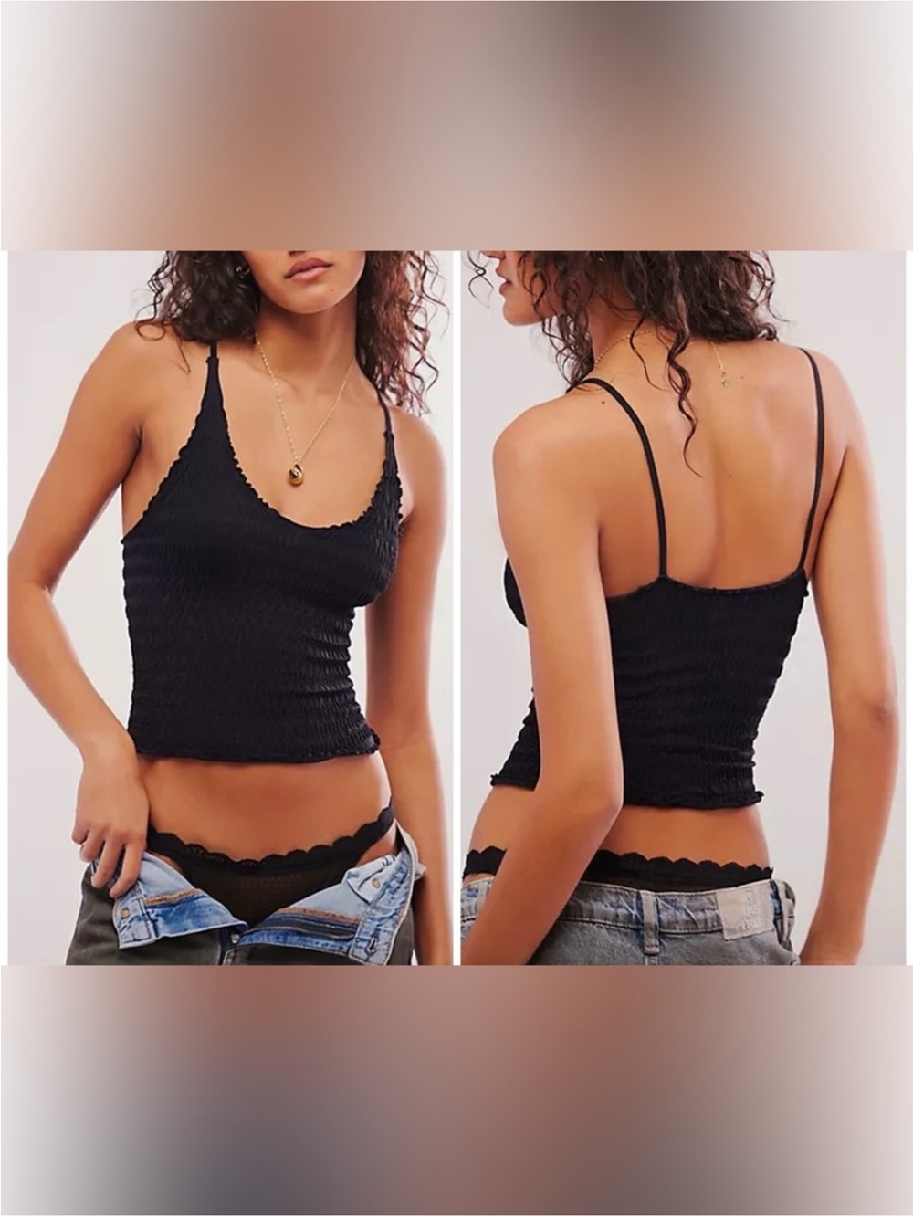 NWT Free People FP Intimately Pucker Up Seamless Cami - black - M/L - Picture 1 of 8